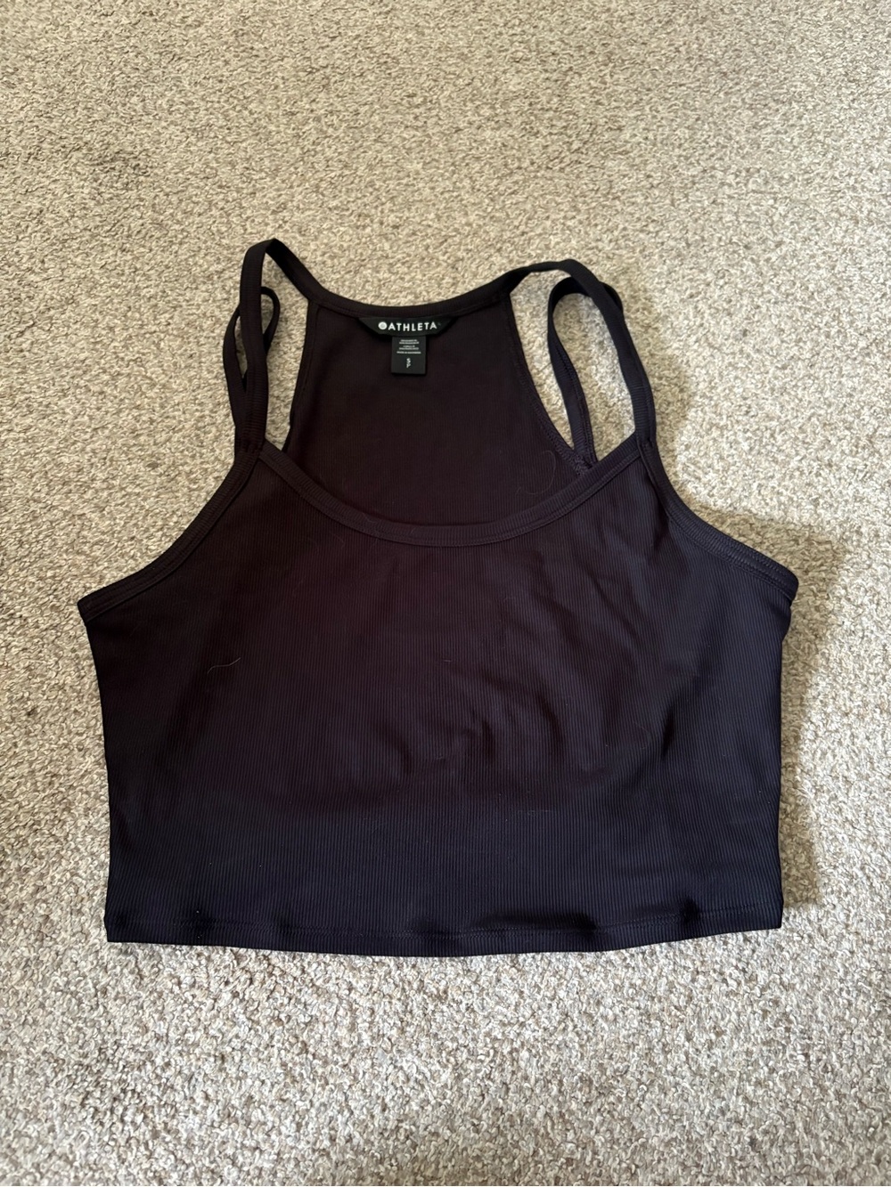 Athleta Black Ribbed Crop Camisole Tank